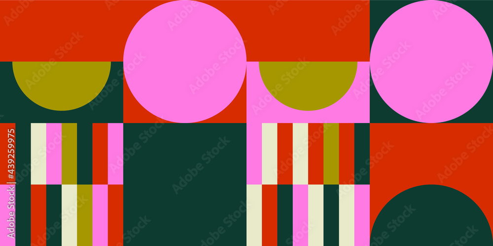 Wall mural modern vector abstract geometric background with circles, rectangles and squares in retro scandinavi
