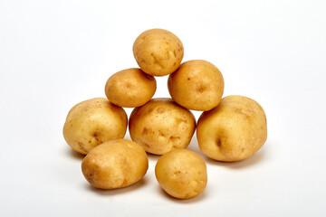 Potatoes on a white background.