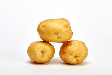 Potatoes on a white background.