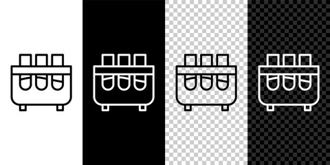 Set line Test tube and flask chemical laboratory test icon isolated on black and white background. Laboratory glassware sign. Vector Illustration