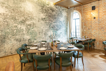 Table ready to be served in modern restaurant
