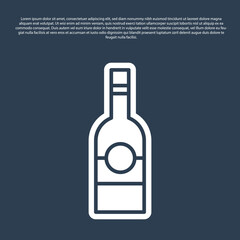 Blue line Glass bottle of vodka icon isolated on blue background. Vector