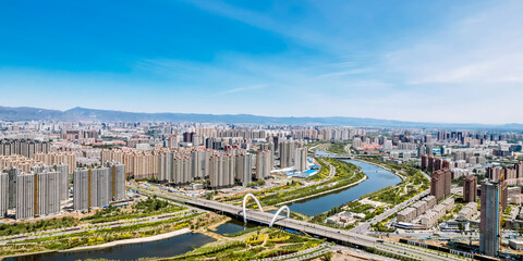 Cityscape of Xiaoheihe, Hohhot, Inner Mongolia, China
