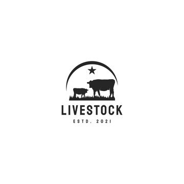 Livestock hipster vintage logo vector illustration