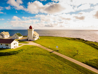 Obrestad lighthouse in Norway. - obrazy, fototapety, plakaty