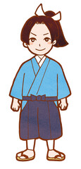 昔話に出そうな着物の青年のイラスト