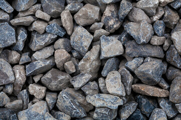 brick rubble debris on construction site. inorganic crushed stone, non-round, loose material with grains. Artificially obtained by crushing coarse-grained rocks and pebbles, accidentally mined