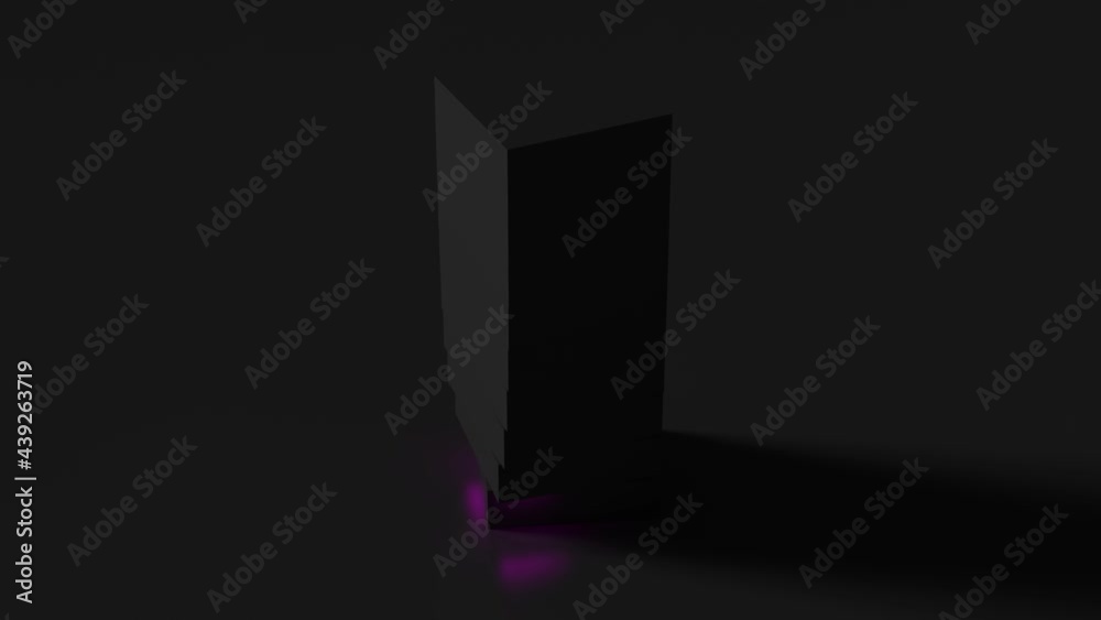 Poster 3d render of vertical rectangle geometry shape sliced into pieces with inner glow illumination mater