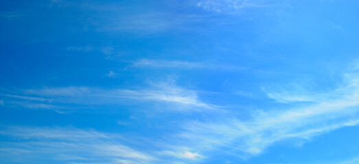 blue sky with beautiful white clouds. Wide photo.