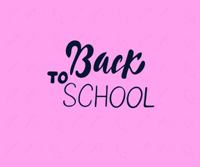 Back to school creative banner with pencils and leaves - sketch on the blackboard, vector illustration.
