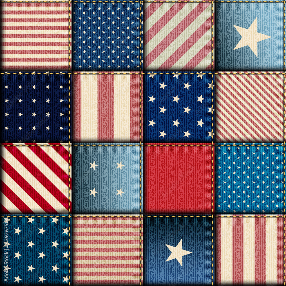 Poster Patchwork textile pattern. Seamless quilting design background.