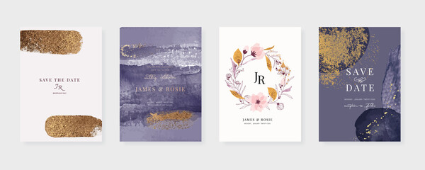 Luxury Pink Social Media, mobile  Wedding invite frame templates. Vector background. Invitation mobile Floral with golden collage layout design.