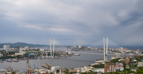 Fototapeta na wymiar Vladivostok cityscape at sunset view.
