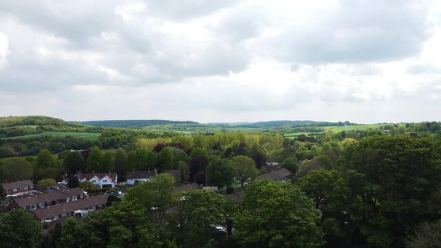 A aerial reveal shot of Chilham in Kent, UK
