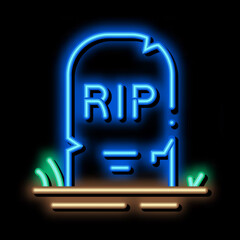 halloween rip tombstone neon light sign vector. Glowing bright icon halloween rip tombstone sign. transparent symbol illustration