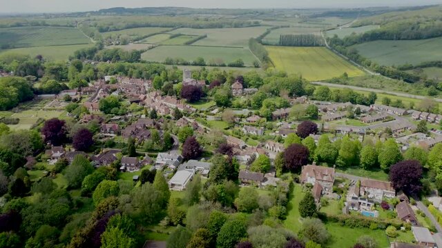 Flying a drone over the village of Chilham, Kent, UK
