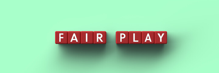 3D Cubes with the words fair play