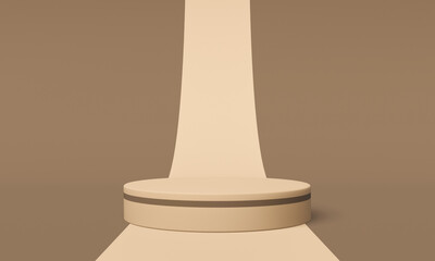 Brown podium. Geometric product stand. 3D illustration.