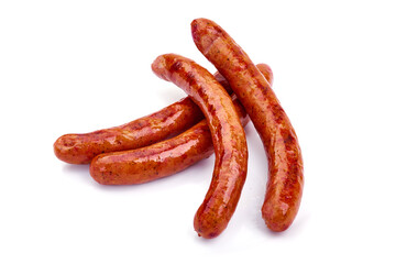 Roasted meat sticks, isolated on white background. High resolution image.