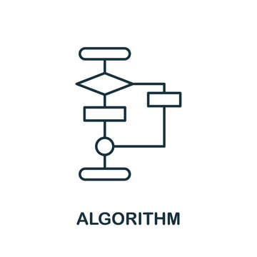 Algorithm line icon. Creative outline design from artificial intelligence icons collection. Thin algorithm icon for infographics and banner