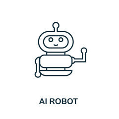 Fototapeta premium Ai Robot line icon. Creative outline design from artificial intelligence icons collection. Thin ai robot icon for infographics and banner