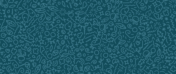 Cute abstract line art background vector. Wallpaper design with doodle hand drawn.  © TWINS DESIGN STUDIO