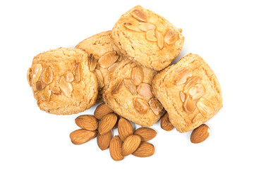 Spanish almond cookies, Almendrados from Mallorca  Isolated on white background.