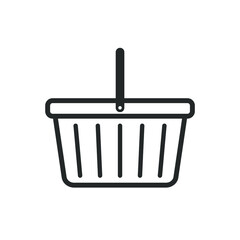 Shopping basket icon symbol. Web store button. Online shop logo sign. Vector illustration image. Black silhouette isolated on white background.