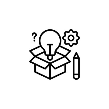 Thinking Outside The Box Icon In Vector. Logotype