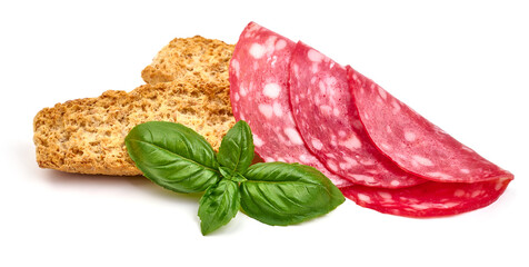 Salami sausage, isolated on white background. High resolution image.