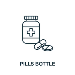 Fototapeta premium Pills Bottle line icon. Thin style element from medicine icons collection. Outline pills bottle icon
