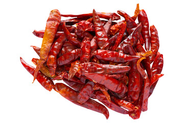Dry red chili isolated on white background.