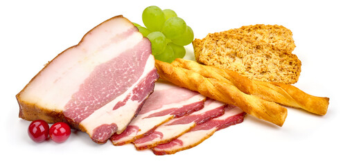 Smoked pork loin, isolated on white background. High resolution image