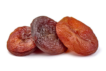 Dry apricots, isolated on white background. High resolution image.
