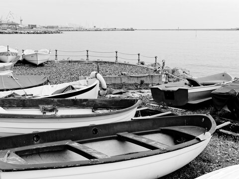some boats on apier in genova pegli italy