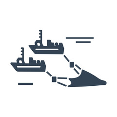 Obraz premium Vector black icon fishing vessel, trawler, seiner