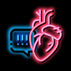 heart disease exclamation mark neon light sign vector. Glowing bright icon heart disease exclamation mark sign. transparent symbol illustration