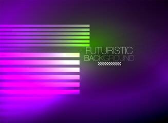 Bright neon color techno abstract background, shiny glowing neon lines in the dark background