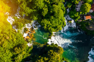 Naklejka na ściany i meble Beautiful Skradinski Buk Waterfall In Krka National Park - Dalmatia Croatia, Europe