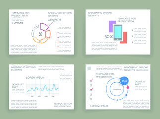 Brochures for business reports, cover layout and infographics