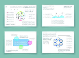 Brochures for business reports, cover layout and infographics