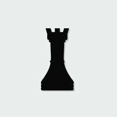 Chess Rook Icon isolated on white background. Vector illustration	