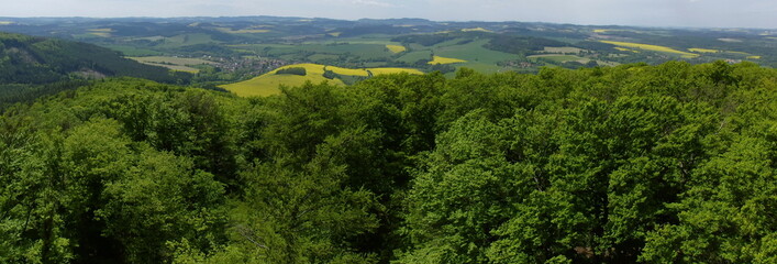 Panoramic view from the lookout tower on Velký Blaník, Czech republic,Europe

