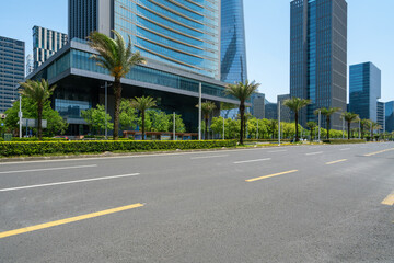 Fototapeta na wymiar Highway and financial center office building in Ningbo, China