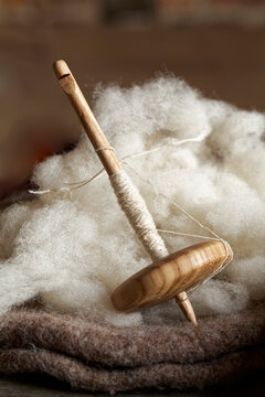 Wool spindle, for spinning wool into thread