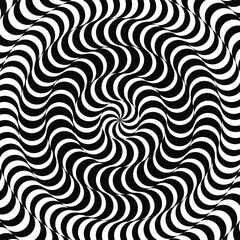 A black and white relief tunnel. Optical illusion. Vector illustration