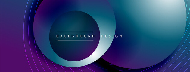 Gradient circles with shadows. Vector techno abstract background. Modern overlapping forms wallpaper background, design template