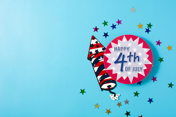 Happy 4th July ornament on blue background