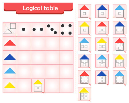  Logic puzzle game for children. Fill in empty cells. Reusable game