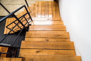 Wooden staircase design in a modern house